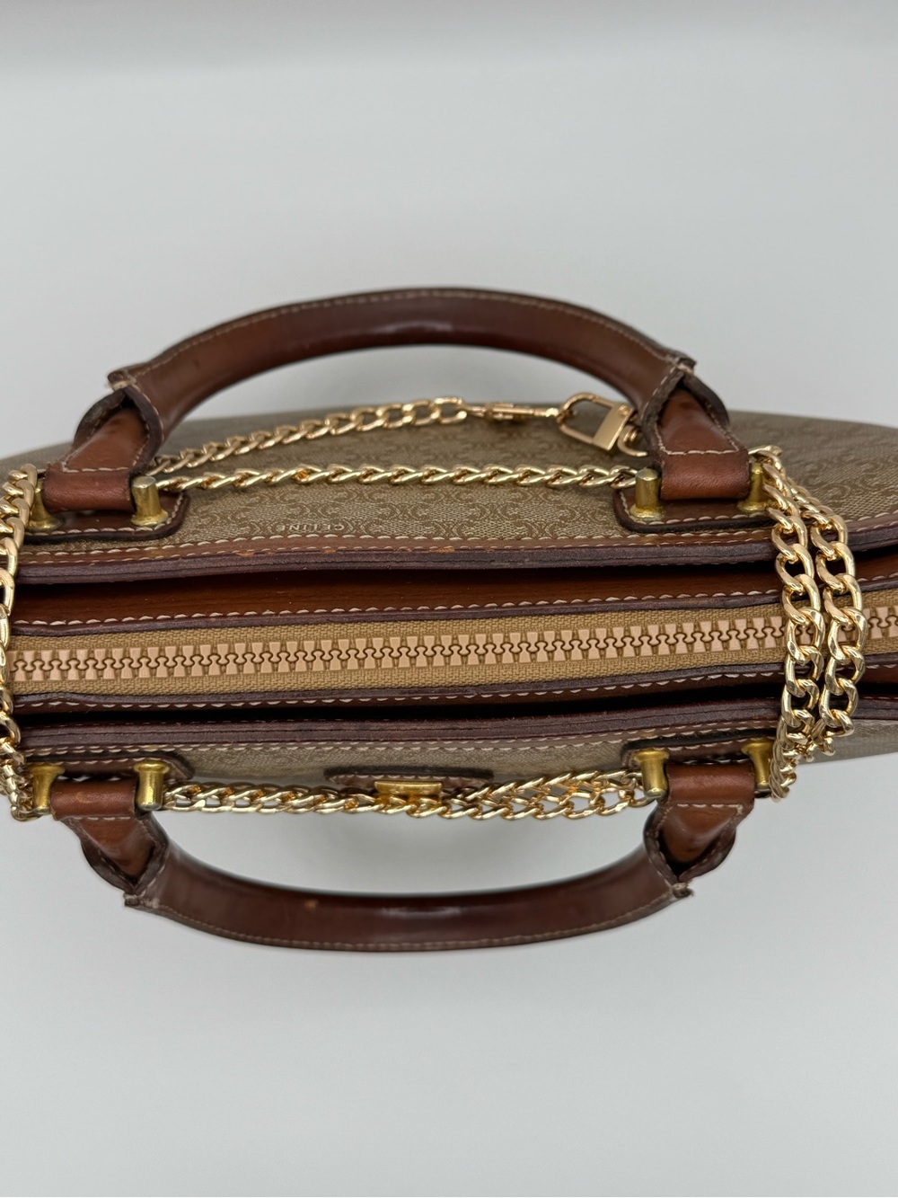 Celine Vintage Macadam Handbag w/ Unbranded Chain - Picture 5 of 16